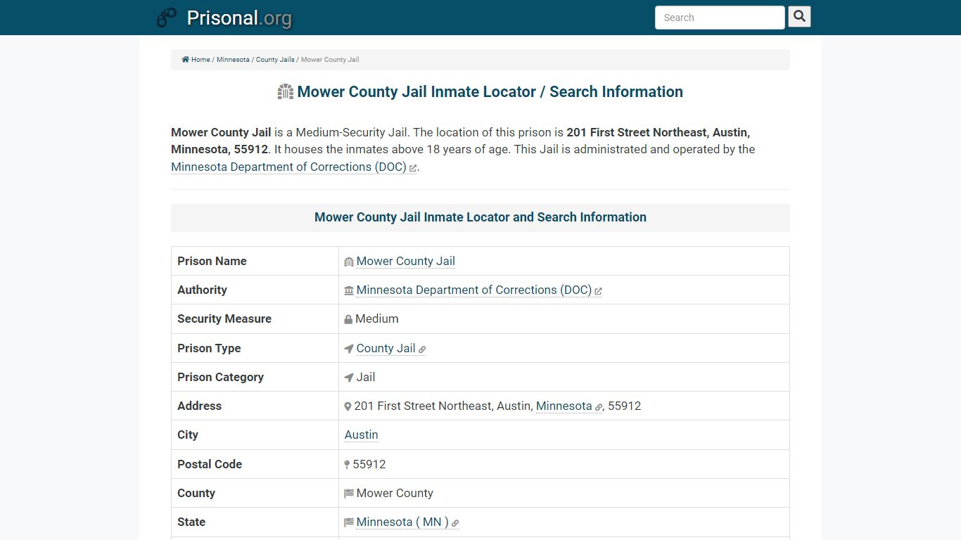 Mower County Jail-Inmate Locator/Search Info, Phone, Fax ...